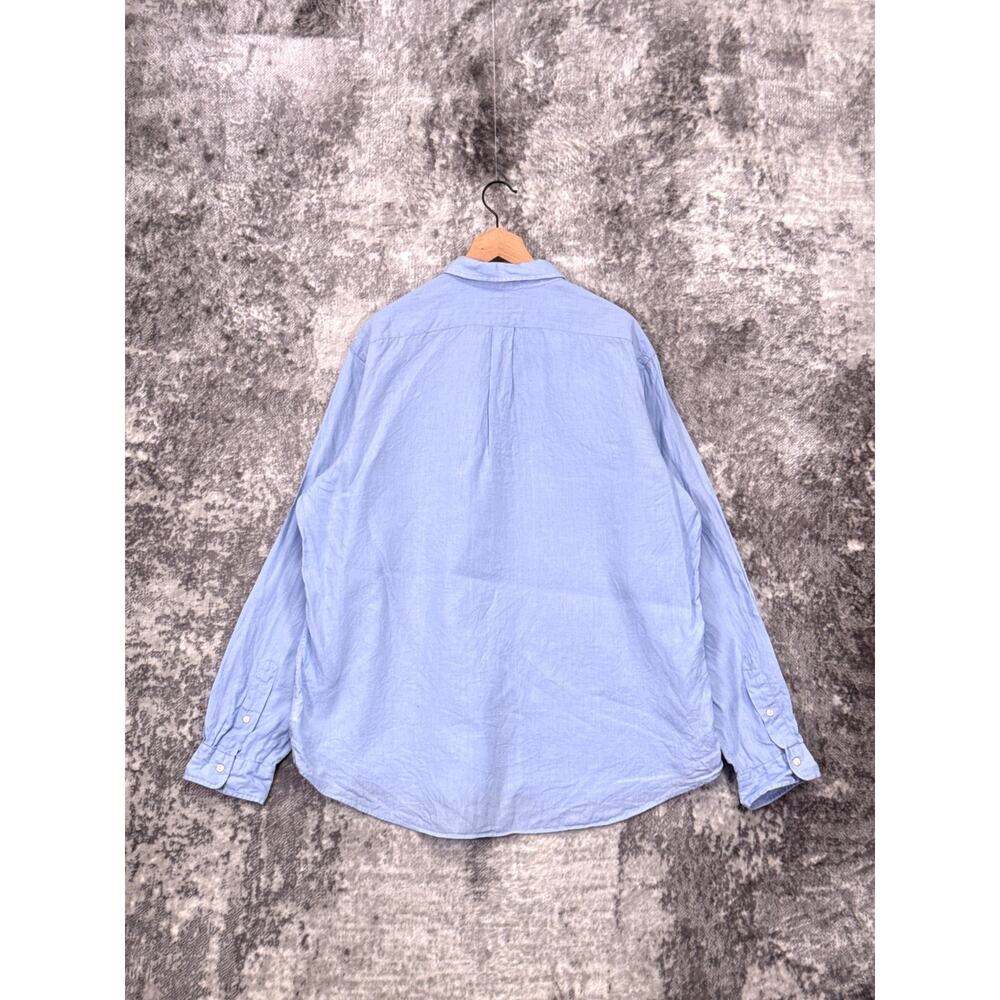 Polo Ralph Lauren Classic Fit 100% Linen Shirt XXL Mens Light Blue Long Sleeve - Picture 3 of 8